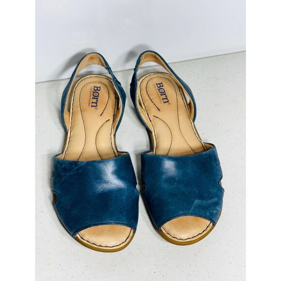 Born Woman&#39;s Kibbee Flat Sandals Navy 7 - Picture 3 of 8